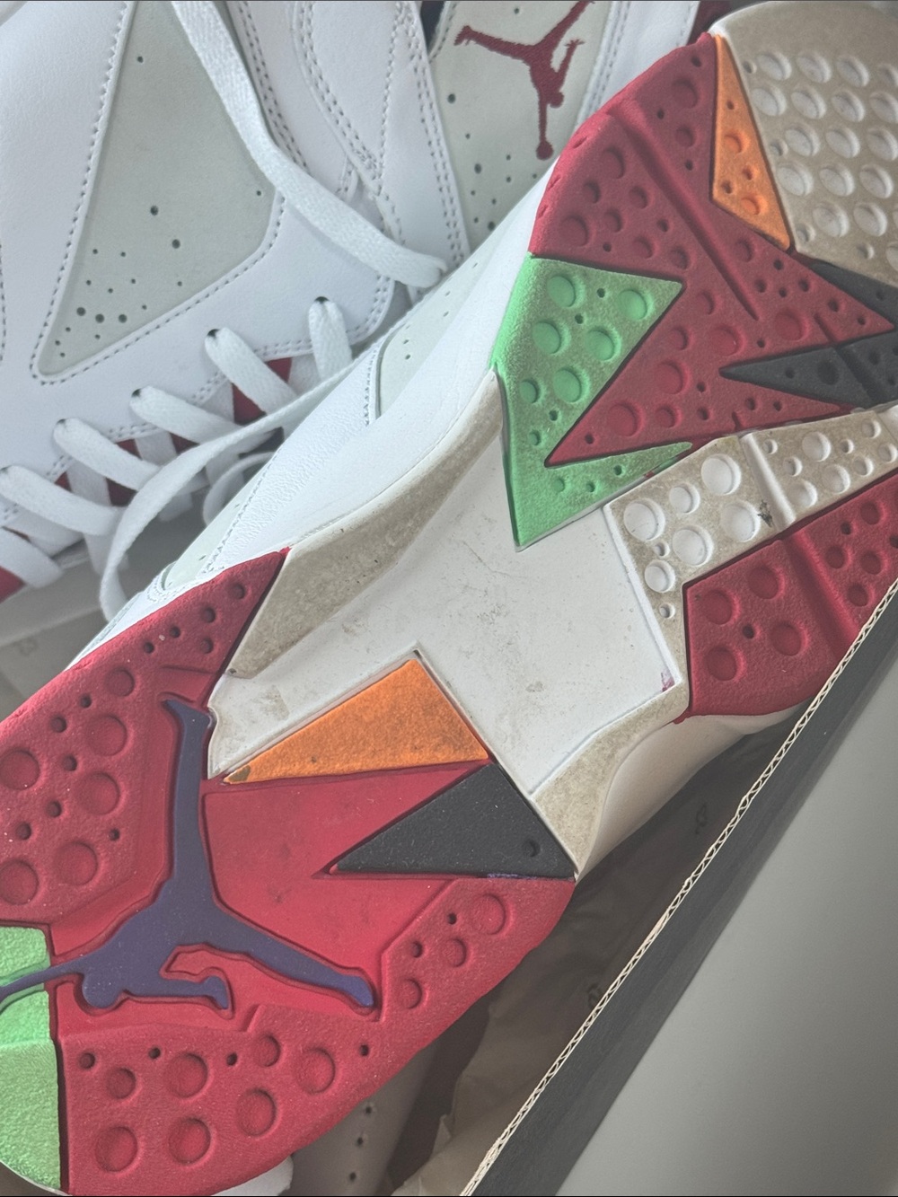Air Jordan 7 retro size 12 White/True Red-Light Silver-Tourmaline LIKE NEW - Picture 8 of 9